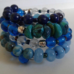 Blue Princess Memory wire Bracelet